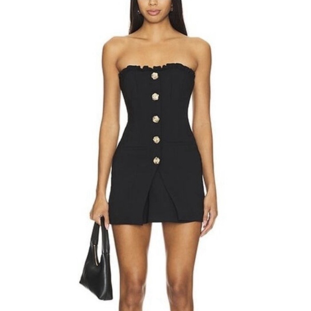 REVOLVE Majorelle Brooke Mini Dress Black Strapless Button Front NWT Sz L